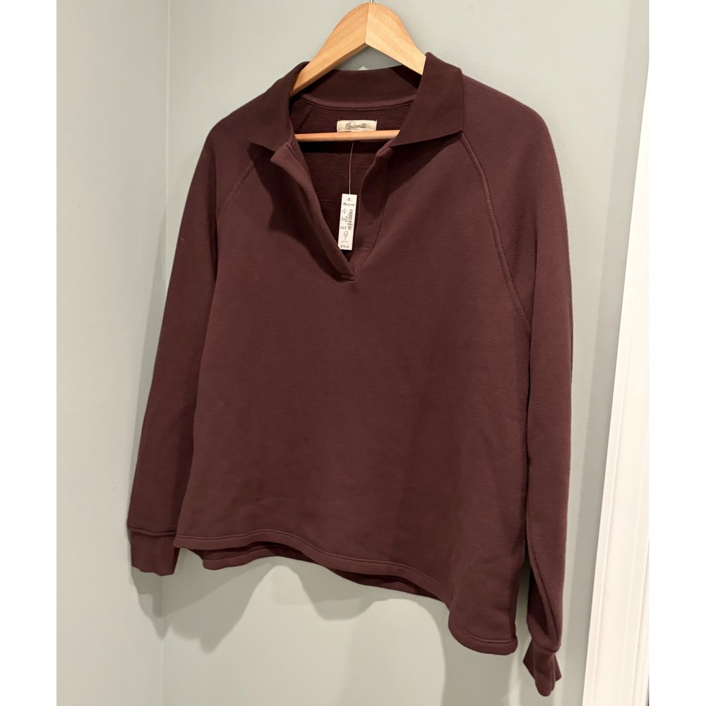 Madewell MWL Re-sourced Fleece Polo Sweatshirt  N0164‎ Womens Small NEW - Picture 6 of 10